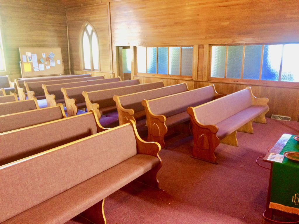 church pew upholstery